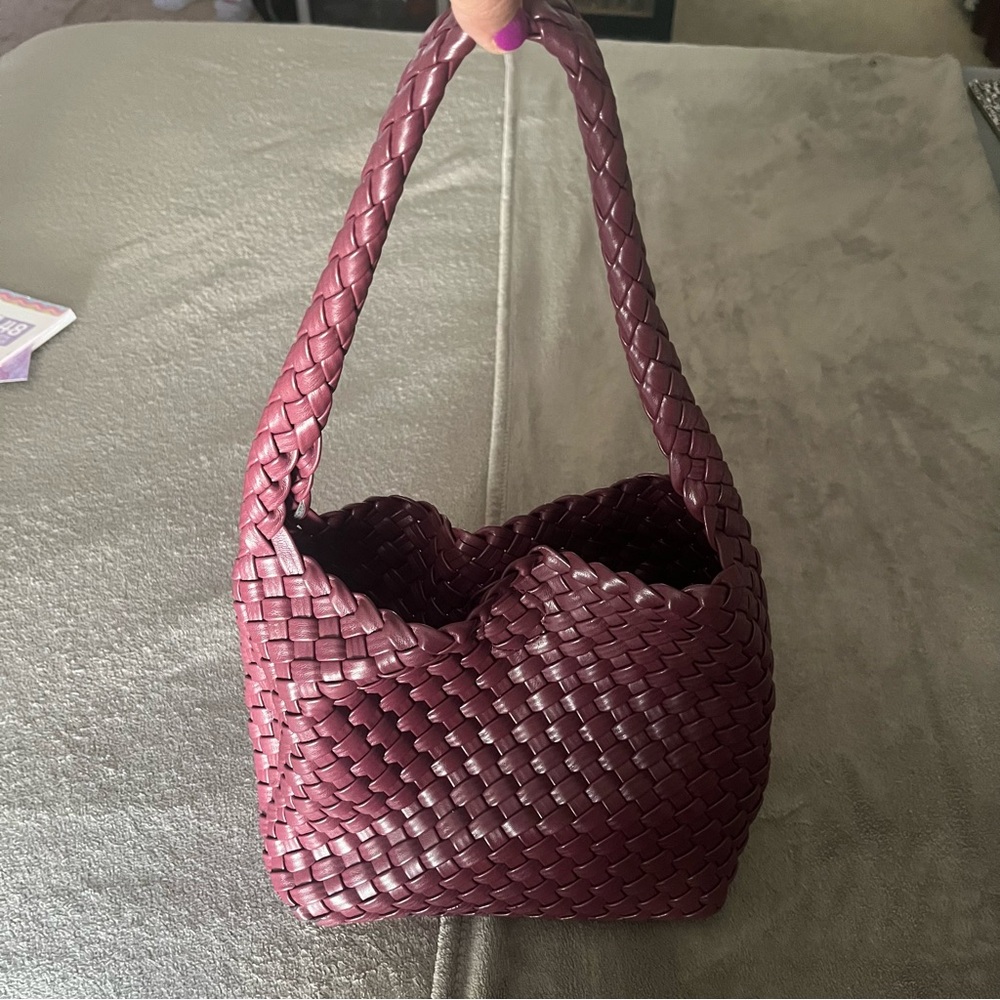 Woven Burgundy Handbag